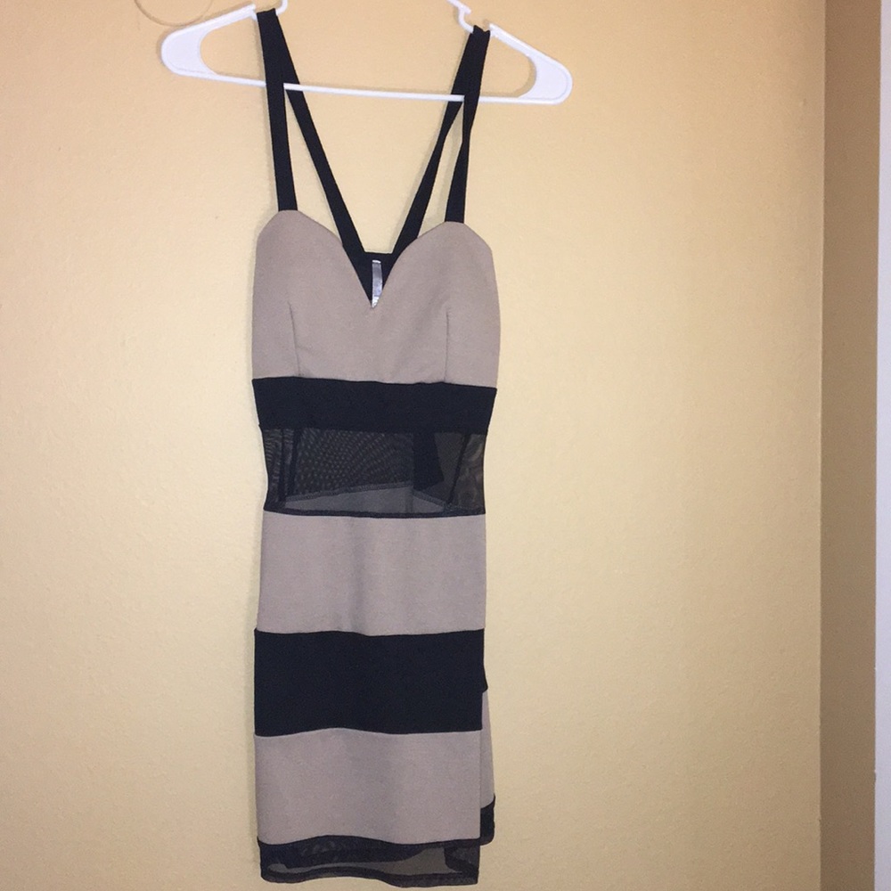 Spaghetti strap sheer stomach dress